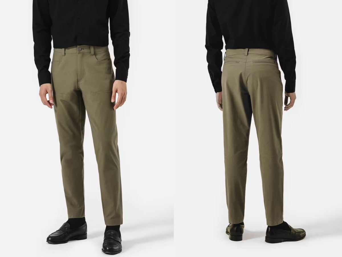 Quần kaki slim-fit giúp hack dáng, phối dễ với áo thun và sơ mi