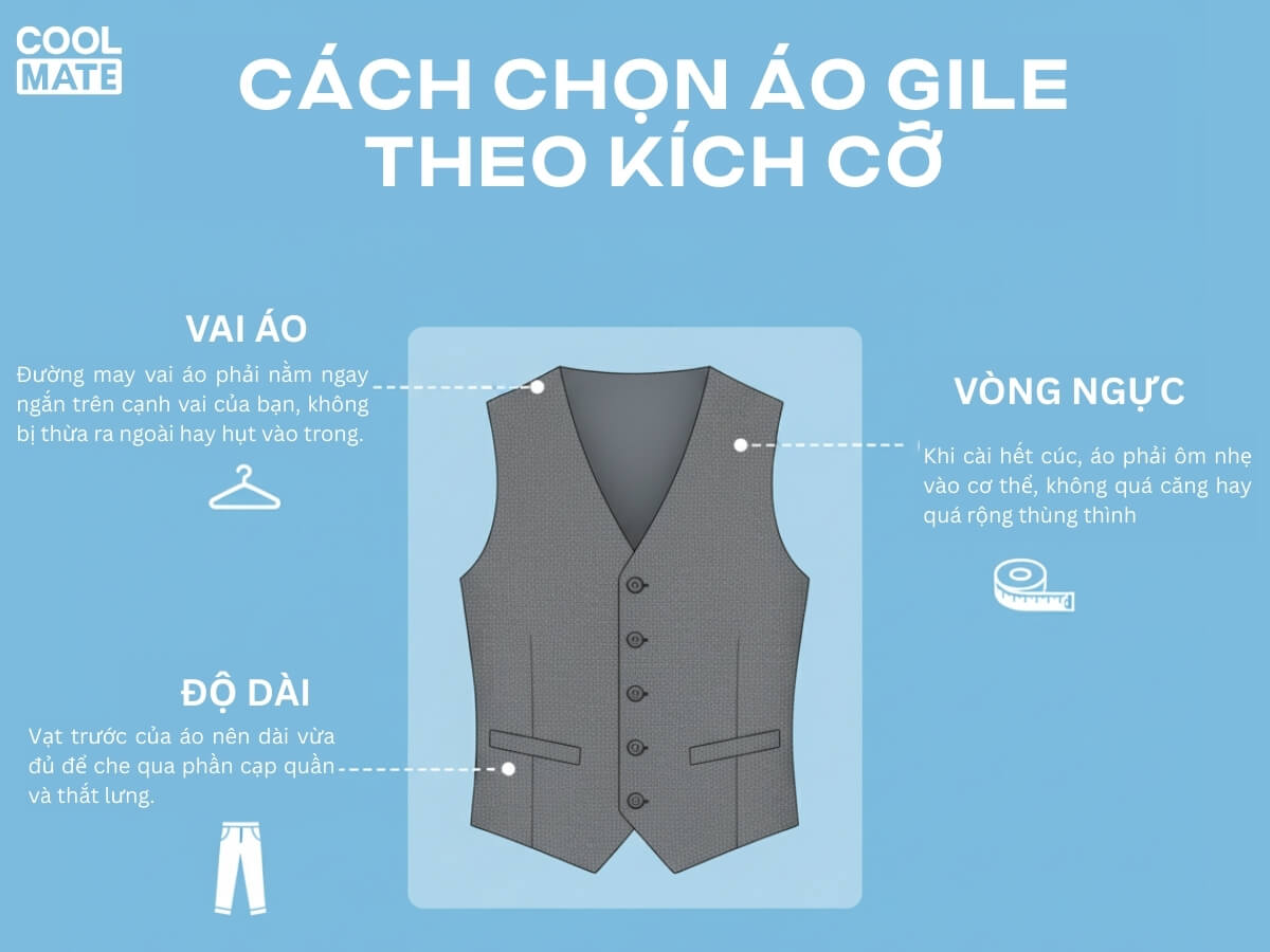 Cách chọn áo gile nam theo kích cỡ