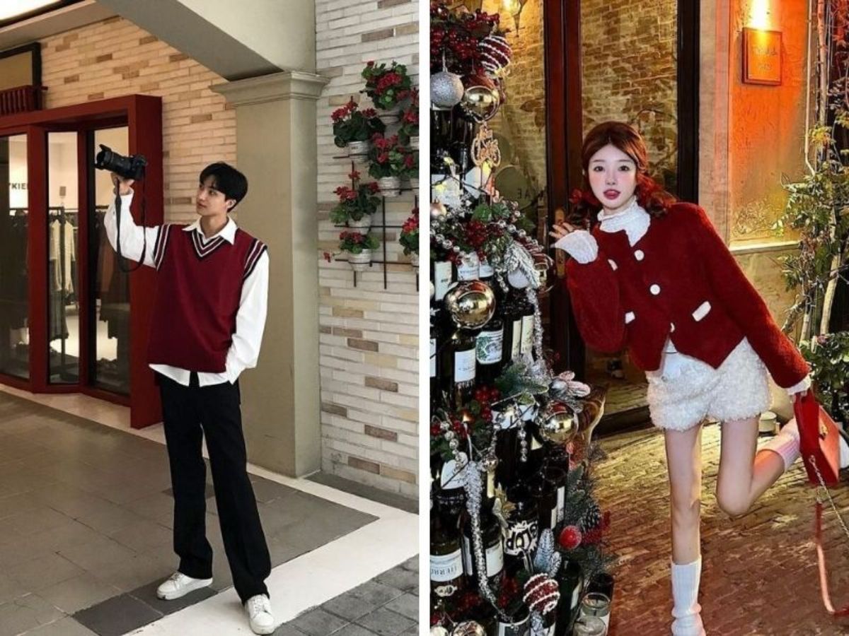 Outfit đợn giản nhưng đầy ấm áp cùng tone màu Noel 