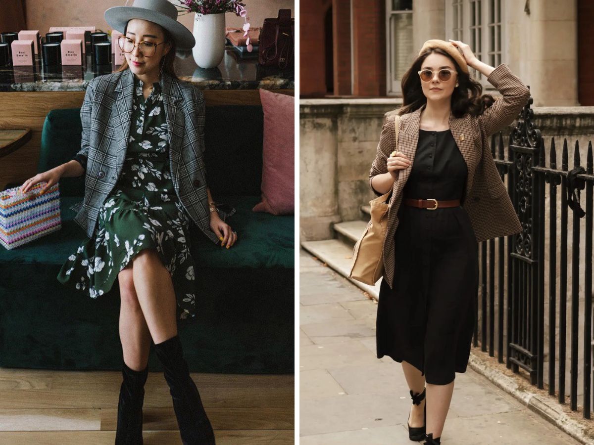 Phối Blazer kẻ sọc + Áo thun trơn + Quần jeans/Shorts