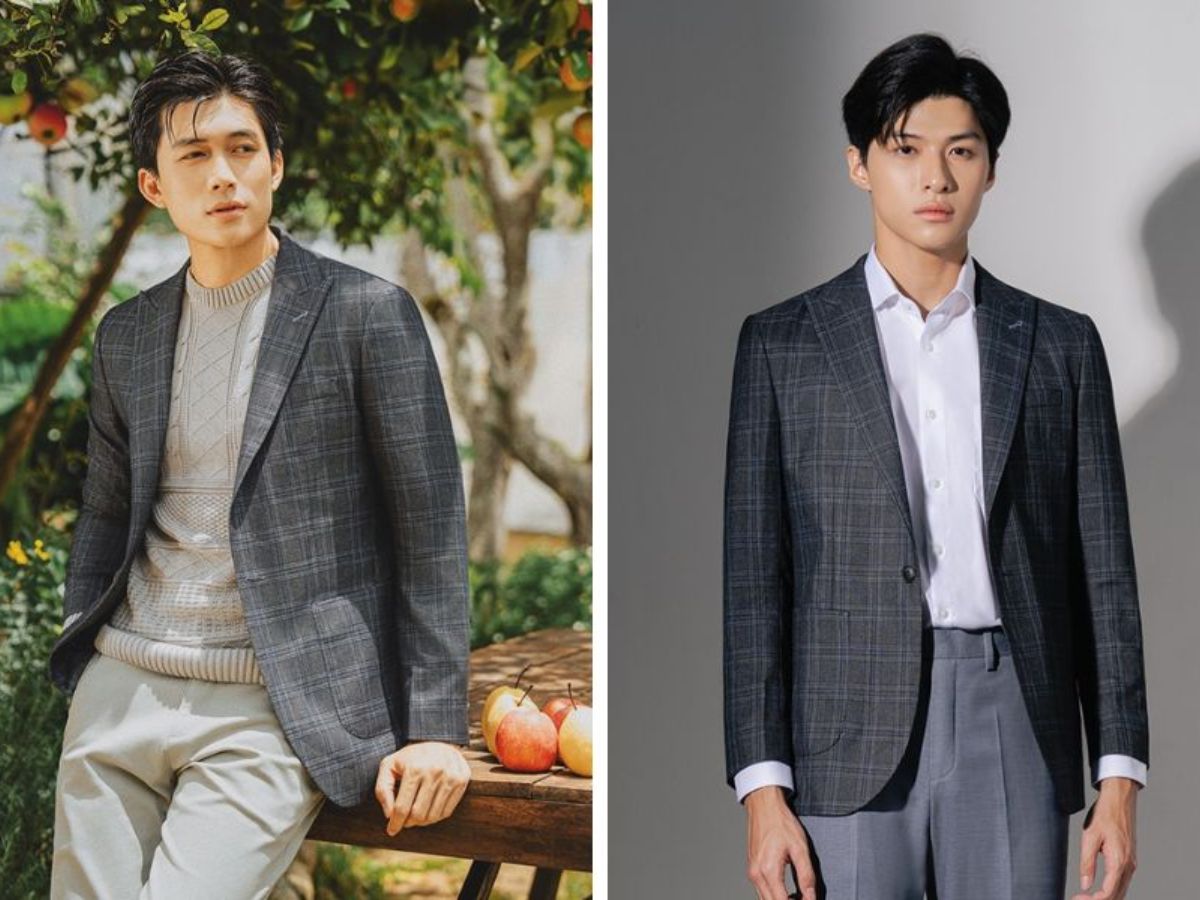 Phối Blazer kẻ sọc + Quần tây cùng họa tiết