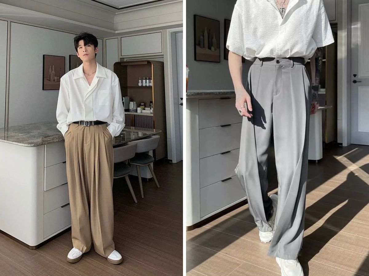 Kết hợp với quần ống rộng cho vẻ ngoài phóng khoáng và hiện đại