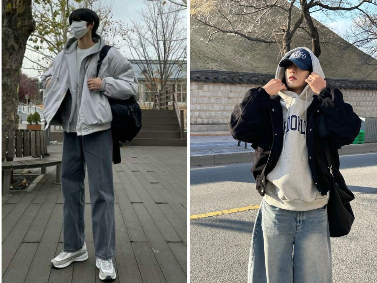 Phong cách Năng động/Streetwear với quần ống rộng mùa đông 